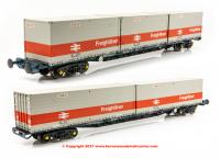 38-625 Bachmann FGA BR Freightliner Outer Container Flats(x2) ISO Containers